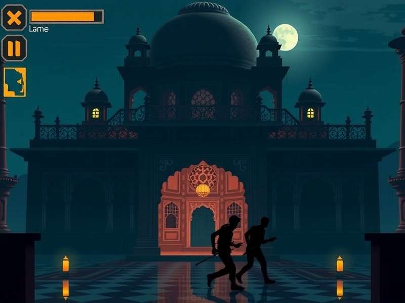 Shadow Escapades India Game Interface showing stealth gameplay in a traditional Indian palace setting at night